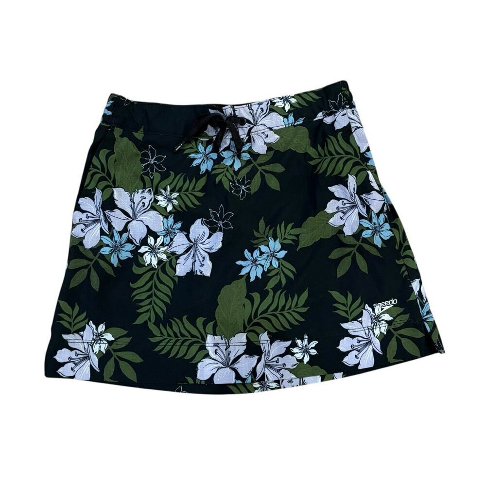 Speedo Women's SM Black Floral Tropical Golf Tennis Sporty Athletic Skort Skirt